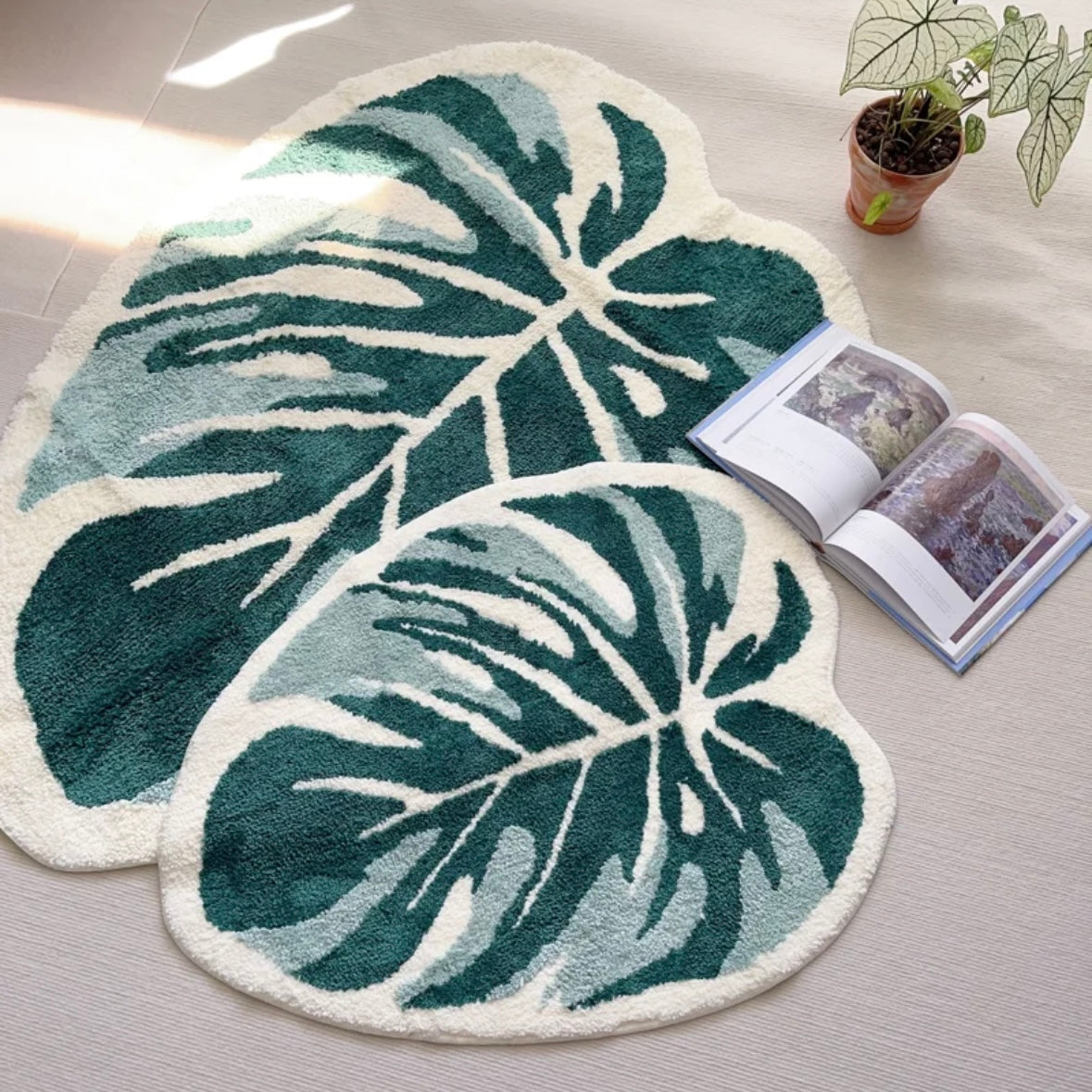 monstera leaf bath mat Leaf-Shaped Absorbent Non-Slip Bath Mat