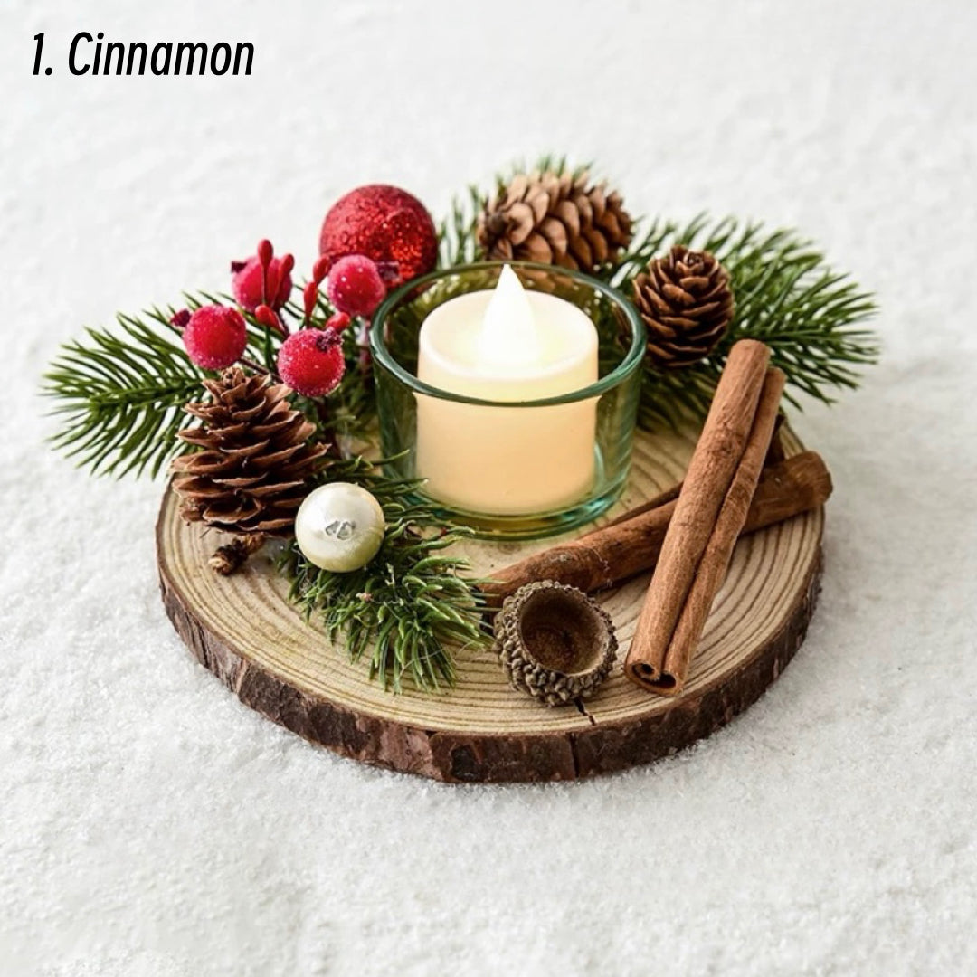 4 Styles Christmas Glass Candle Holder, Festive Holiday Decor with Cinnamon