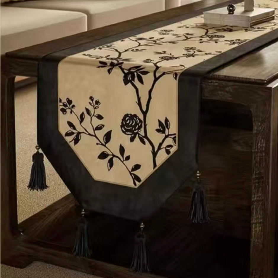 "Estern Silhouettes" Flower Shadow Pattern Table Runner