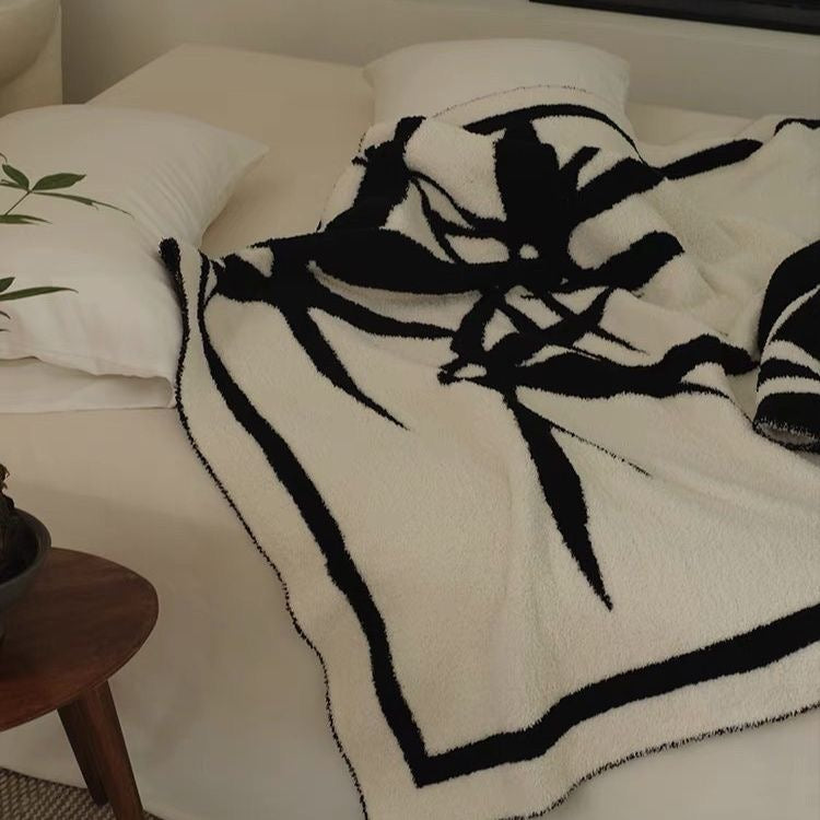 Bamboo Black and White Throw Blanket, Cozy Home Decor