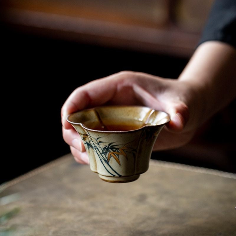 bamboo tea cup, ceramic teacup, porcelain, tea set, tea, Chinese tea