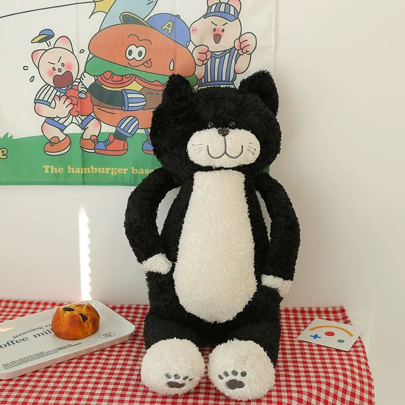 Black and White Cat Stuffed Toy, Soft and Cuddly Plush Toy