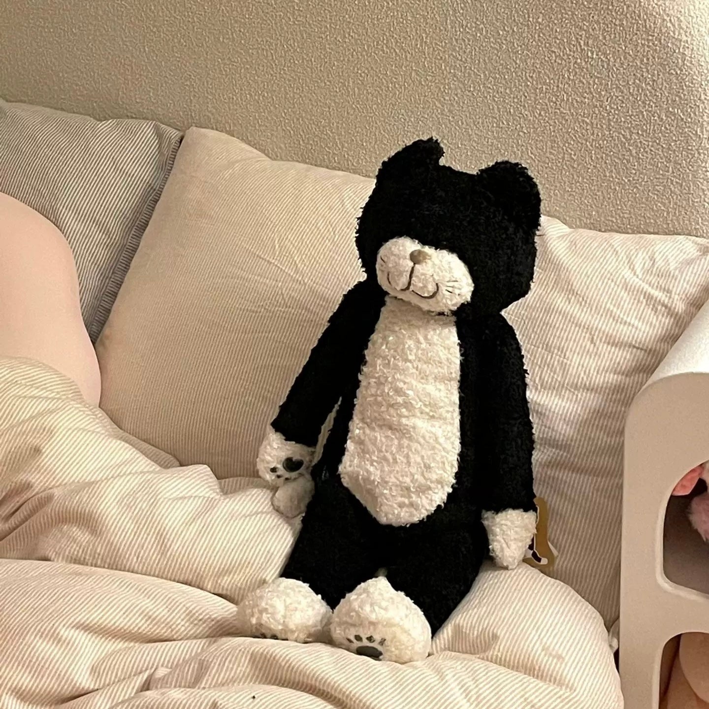 Black and White Cat Stuffed Toy, Soft and Cuddly Plush Toy