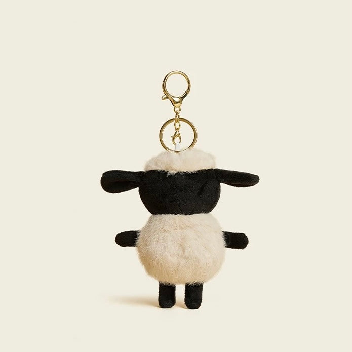 Black and White Plush Sheep Keychain, Soft and Adorable Accessory