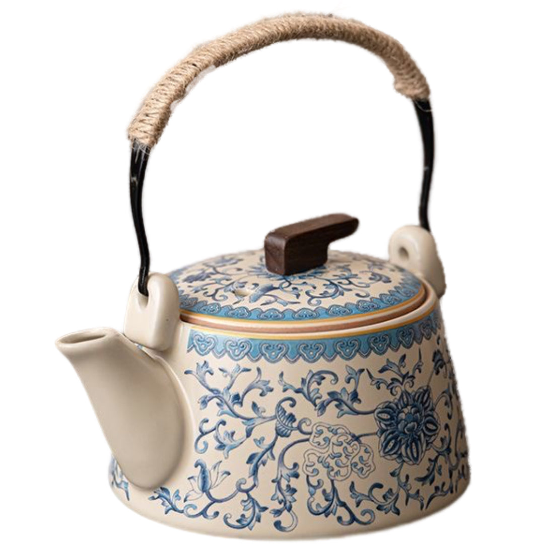 Blue Chinese Floral Teapot, Ceramic Teaware