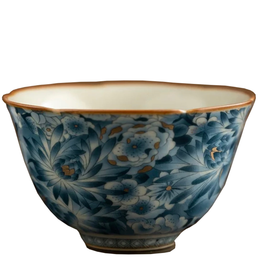 Blue Floral Chinese Tea Cup, Ceramic Teaware