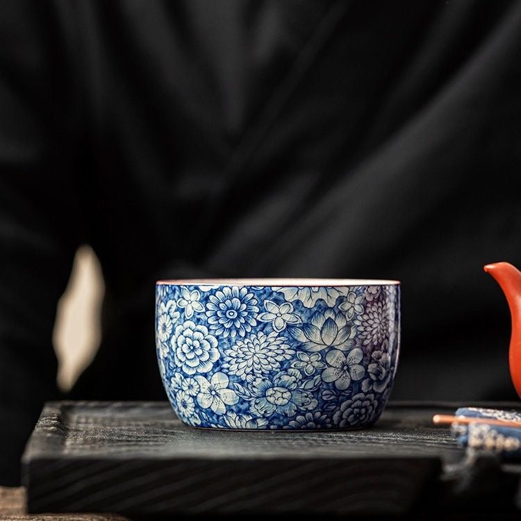 Blue Floral Tea Cup, Ceramic Teaware