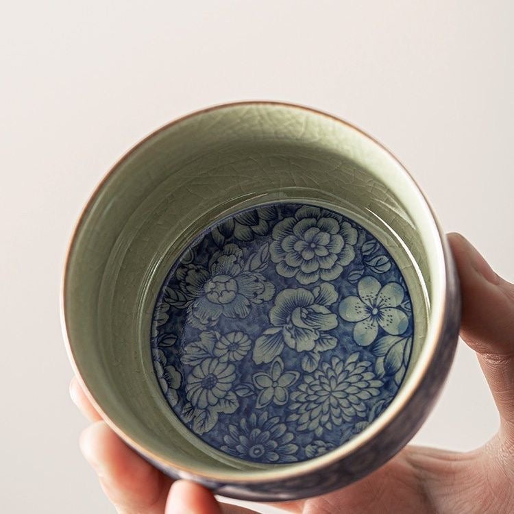 Blue Floral Tea Cup, Ceramic Teaware