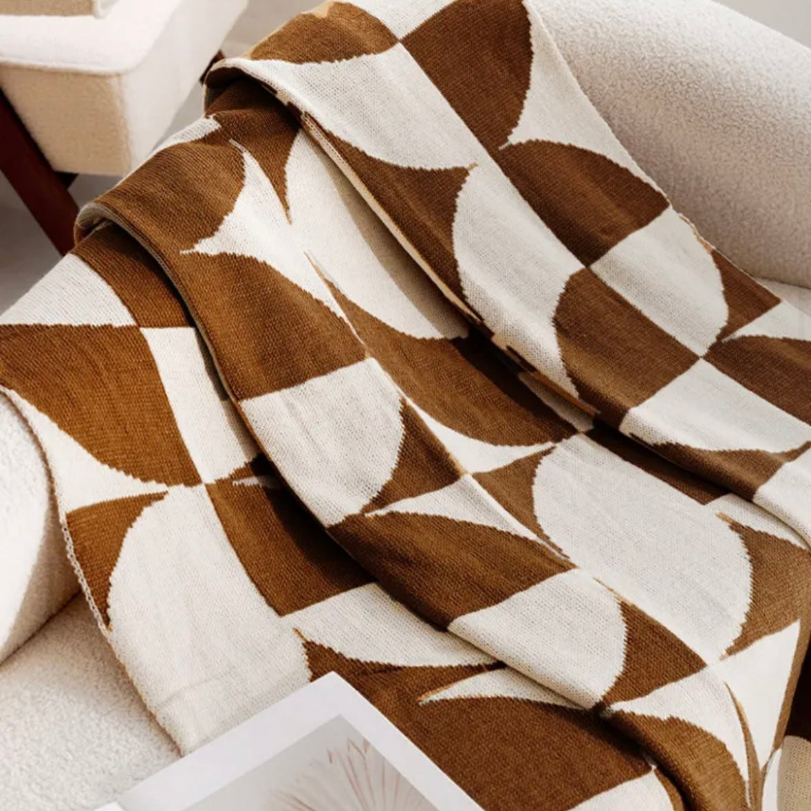 Brown & Beige Plaid Throw Blanket, bedroom, bedding