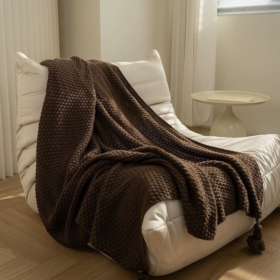 Brown Knitted Throw Blanket, Cozy and Stylish Home Decor for bedroom and living room, bedding