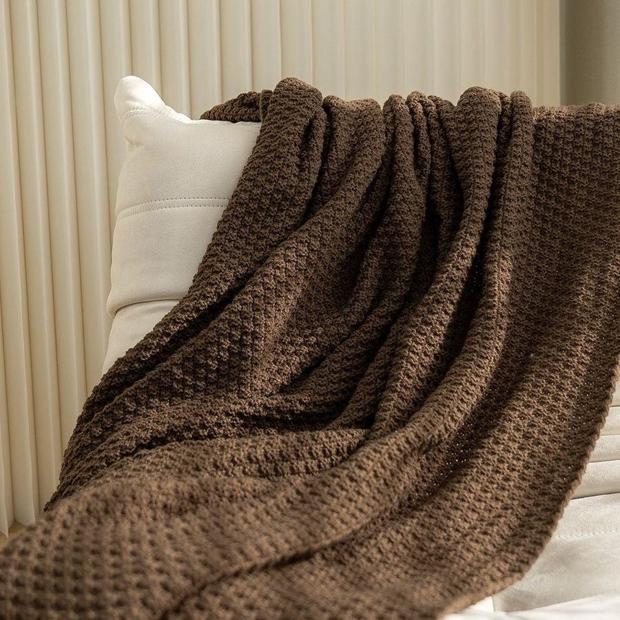 Brown Knitted Throw Blanket, Cozy and Stylish Home Decor for bedroom and living room, bedding