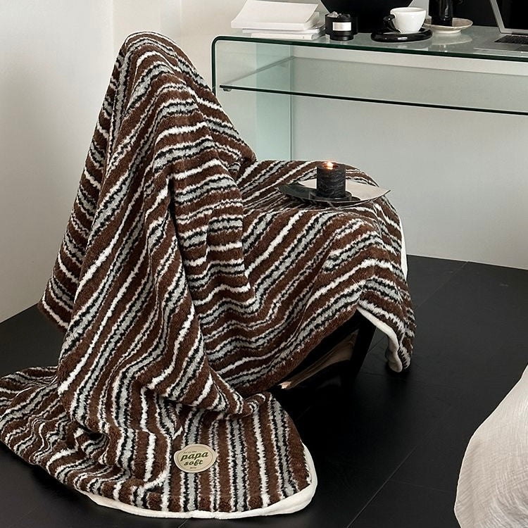 Brown Striped Throw Blanket, Cozy & Stylish Home Decor 