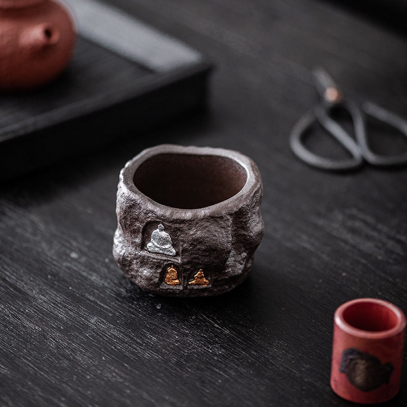 Buddha Pattern Ceramic Tea Cup, traditional and Spiritual Teaware