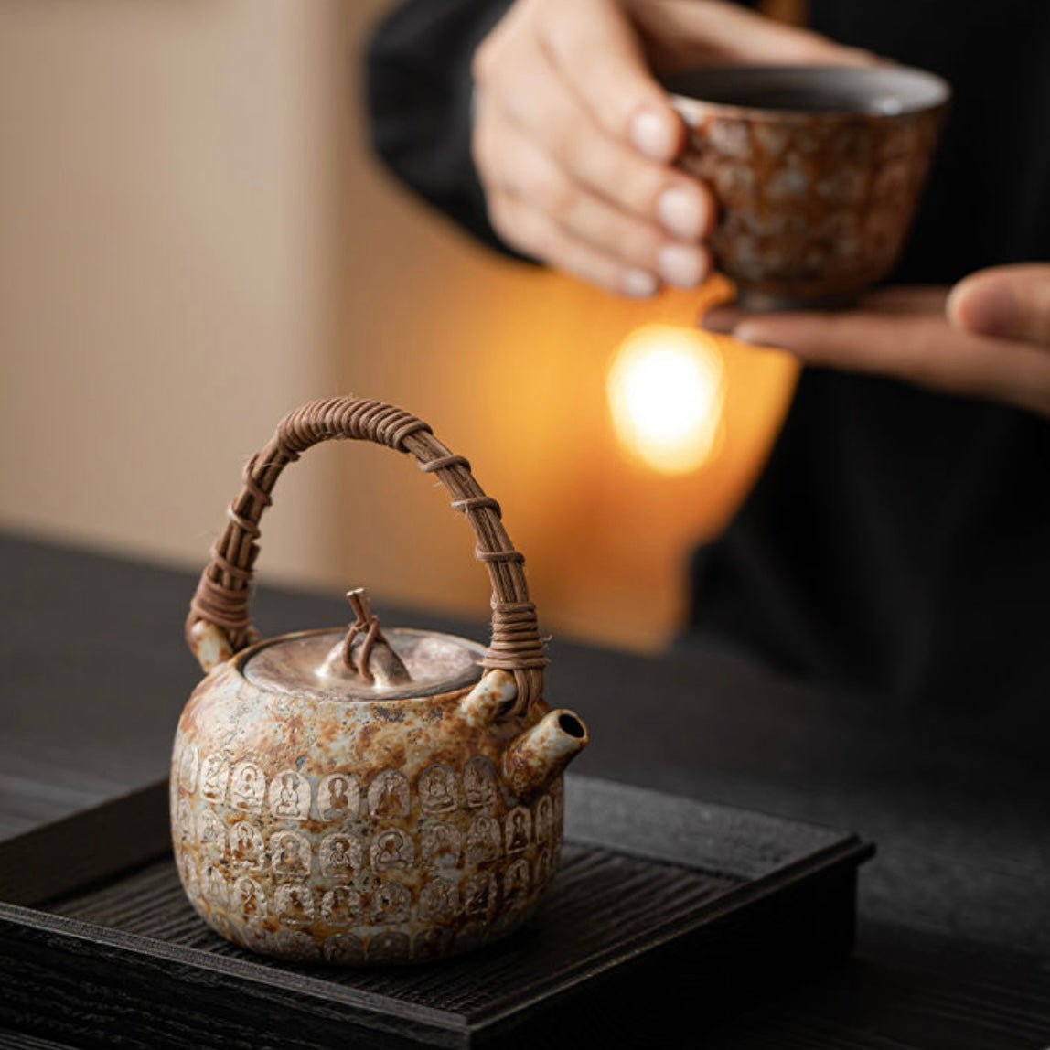 Buddha Pattern Ceramic Tea Pot, Chinese traditional teaware of Elegance