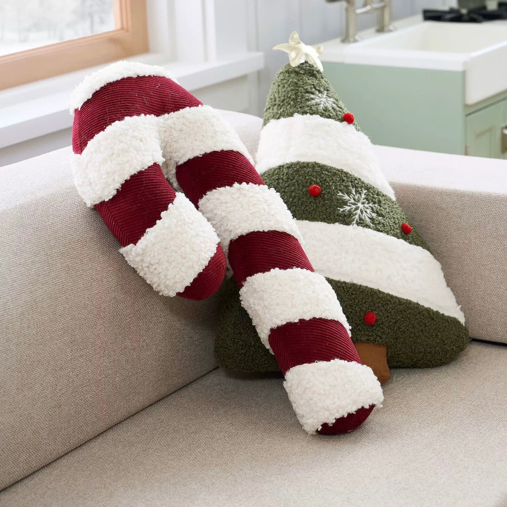 Candy Cane & Christmas Tree Stuffed Toy, Festive Home Decor