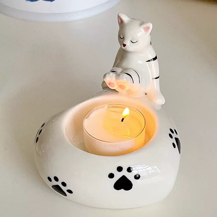 Cat Warming Feet Candle Holder, Cute Kitten Home Decor