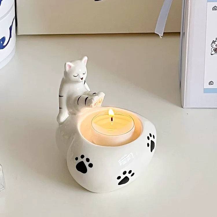 Cat Warming Feet Candle Holder, Cute Kitten Home Decor