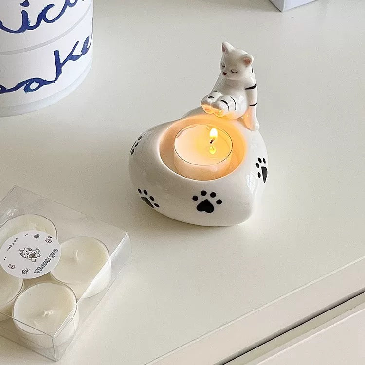 Cat Warming Feet Candle Holder, Cute Kitten Home Decor