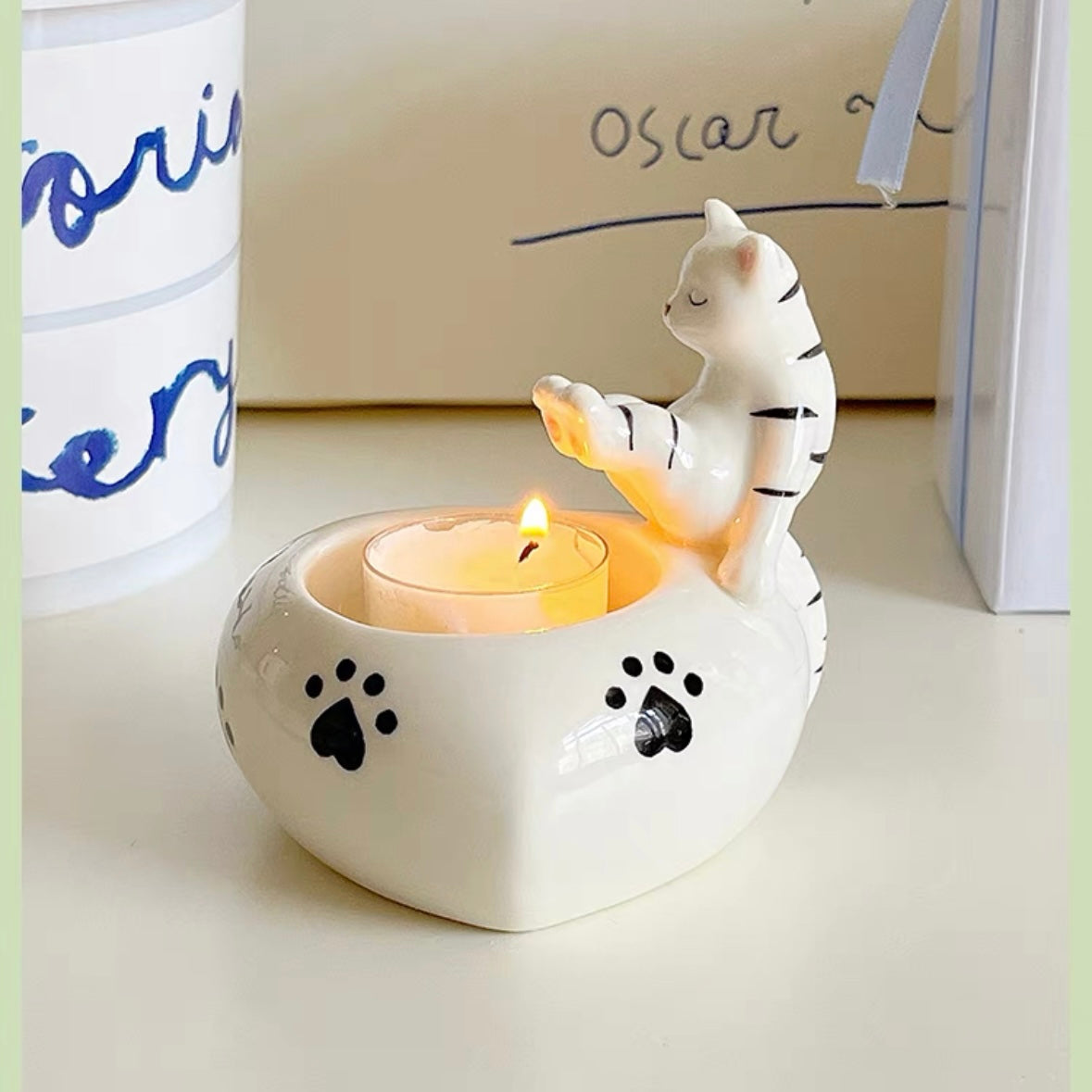 Cat Warming Feet Candle Holder, Cute Kitten Home Decor