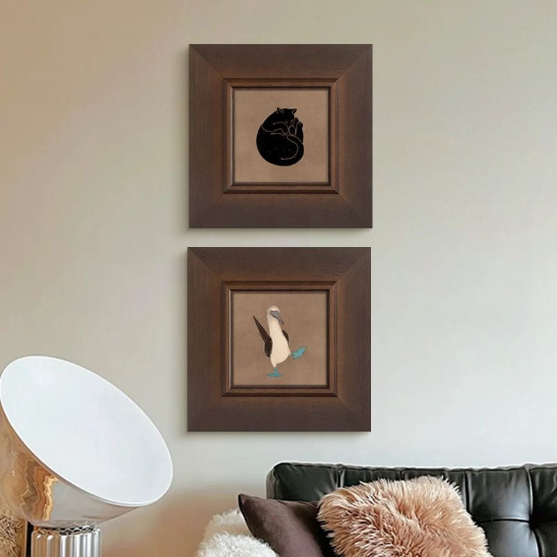 Black Cat and Gannet bird Wall Art