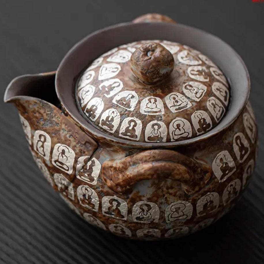 Chinese Buddha Ceramic Tea Pot, Spiritual traditional Oriental Teaware