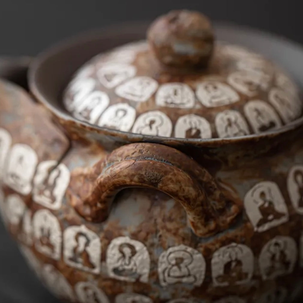 Chinese Buddha Ceramic Tea Pot, Spiritual traditional Oriental Teaware