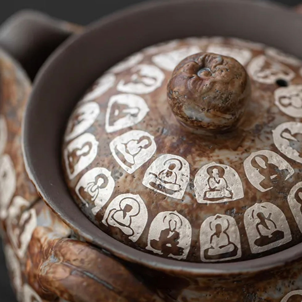 Chinese Buddha Ceramic Tea Pot, Spiritual traditional Oriental Teaware
