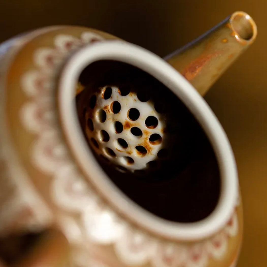 Traditional Chinese Buddha Ceramics Tea Pot. A beautifully crafted ceramic tea pot featuring a Buddha design, perfect for a calming tea experience with a touch of traditional Chinese artistry.