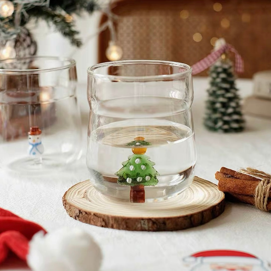 Christmas-Themed Glass Cups, christmas tree style