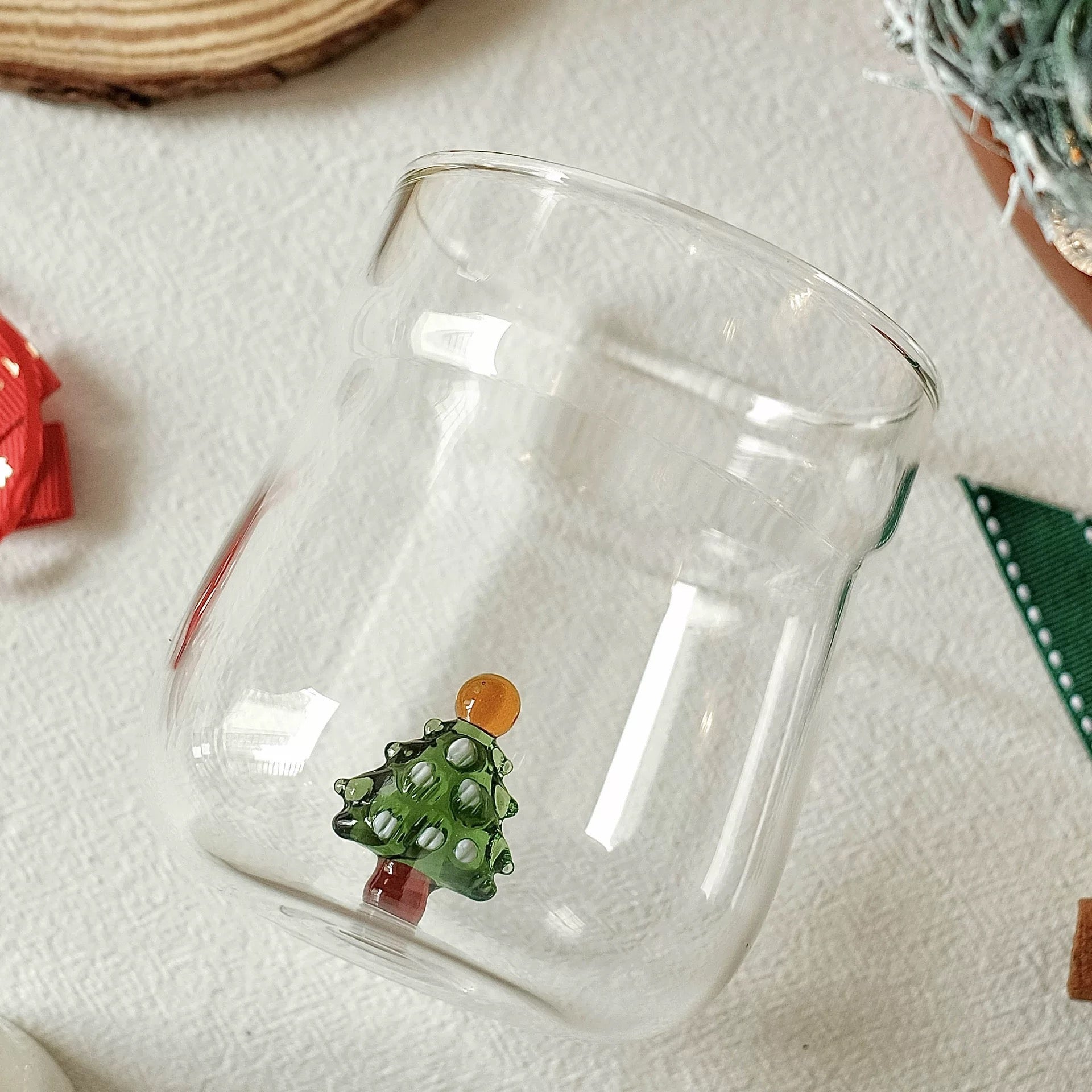 Christmas-Themed Glass Cups, christmas tree