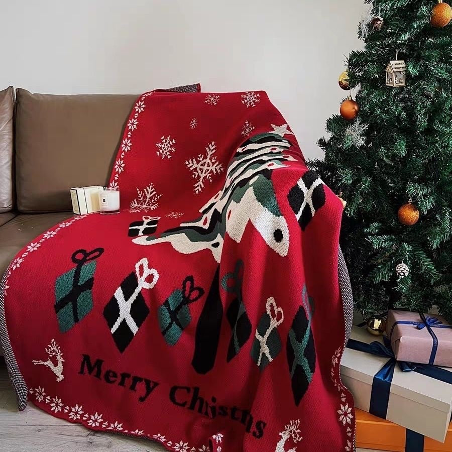 Christmas Red Cotton Home Throw Blanket. A cozy and festive red cotton throw blanket, designed to add warmth and Christmas spirit to your living room or bedroom.