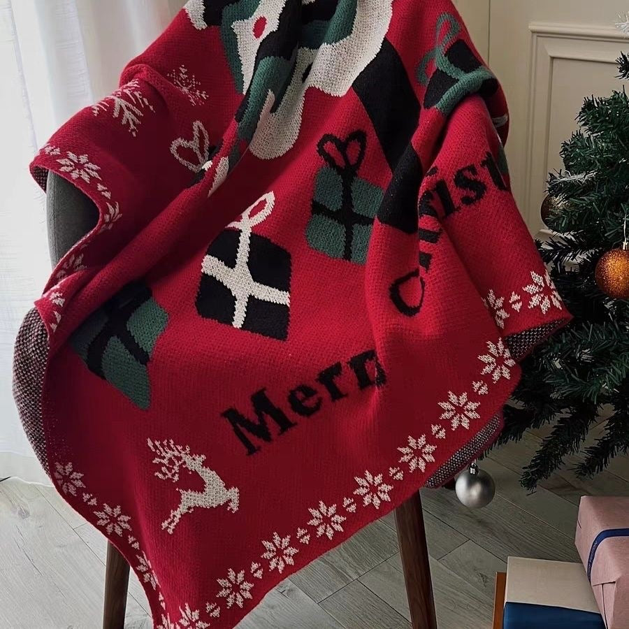 Christmas Red Cotton Home Throw Blanket. A cozy and festive red cotton throw blanket, designed to add warmth and Christmas spirit to your living room or bedroom.