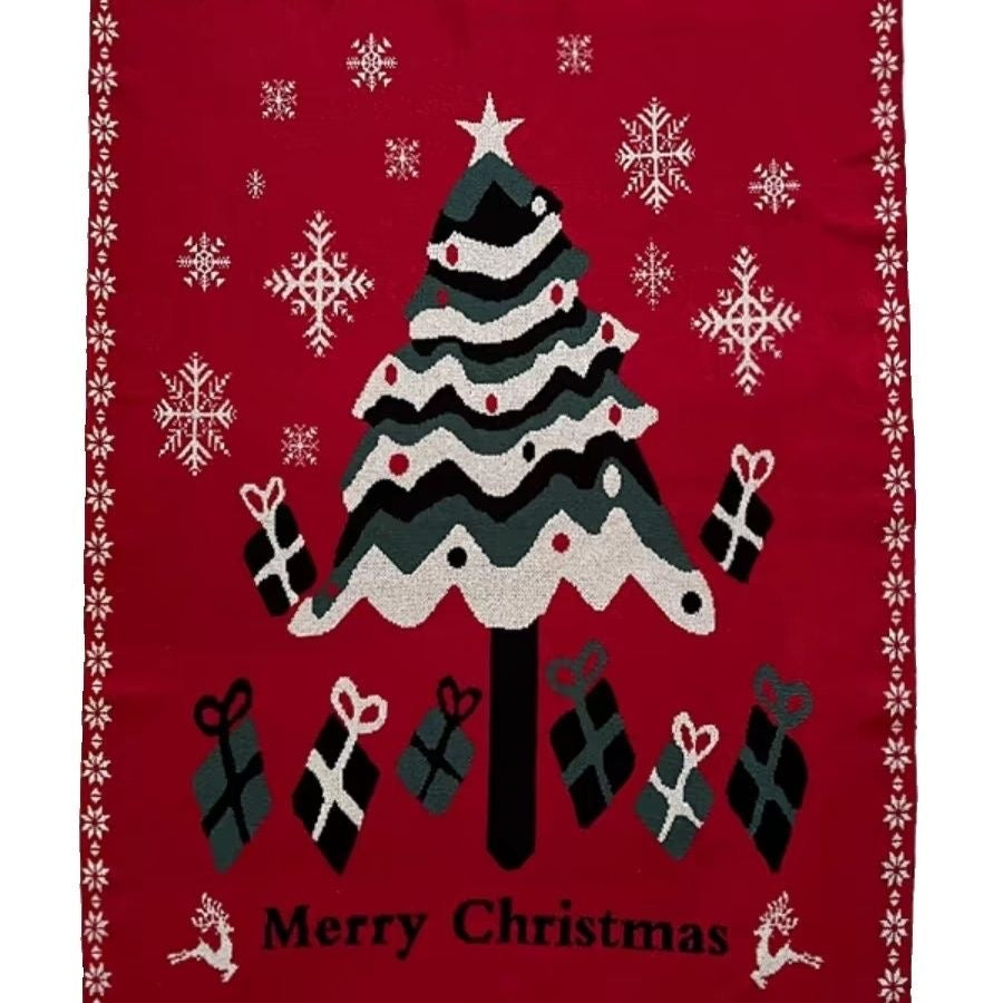 Christmas Red Cotton Home Throw Blanket. A cozy and festive red cotton throw blanket, designed to add warmth and Christmas spirit to your living room or bedroom.