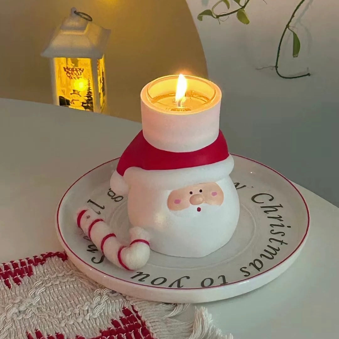 Christmas Santa Candle Holder, Festive Holiday Home Decor 