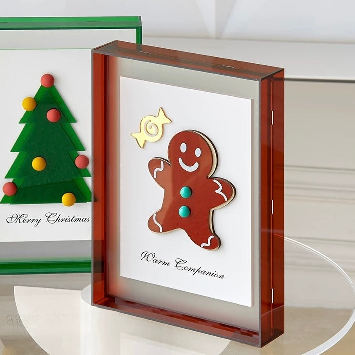 Christmas Tree & Gingerbread Man Desk/Shelf Art, Festive Holiday Decor