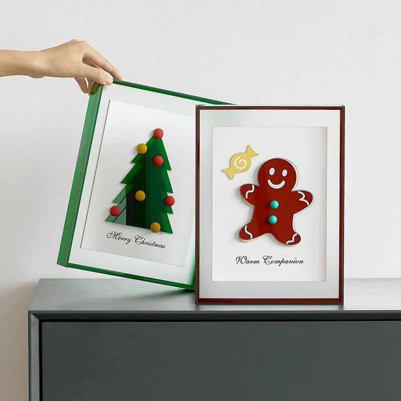 Christmas Tree & Gingerbread Man Desk/Shelf Art, Festive Holiday Decor