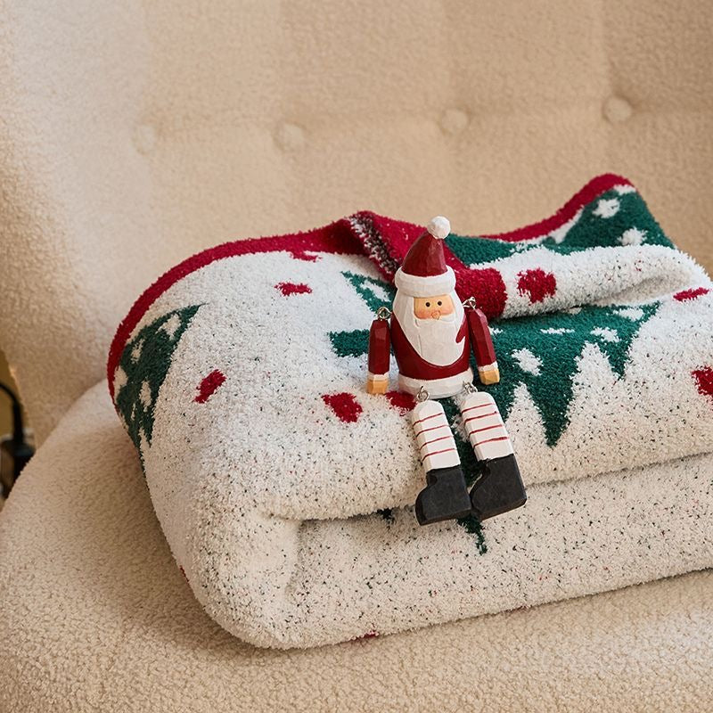 Christmas Tree Pattern Cozy Throw Blanket, Festive Holiday Decor