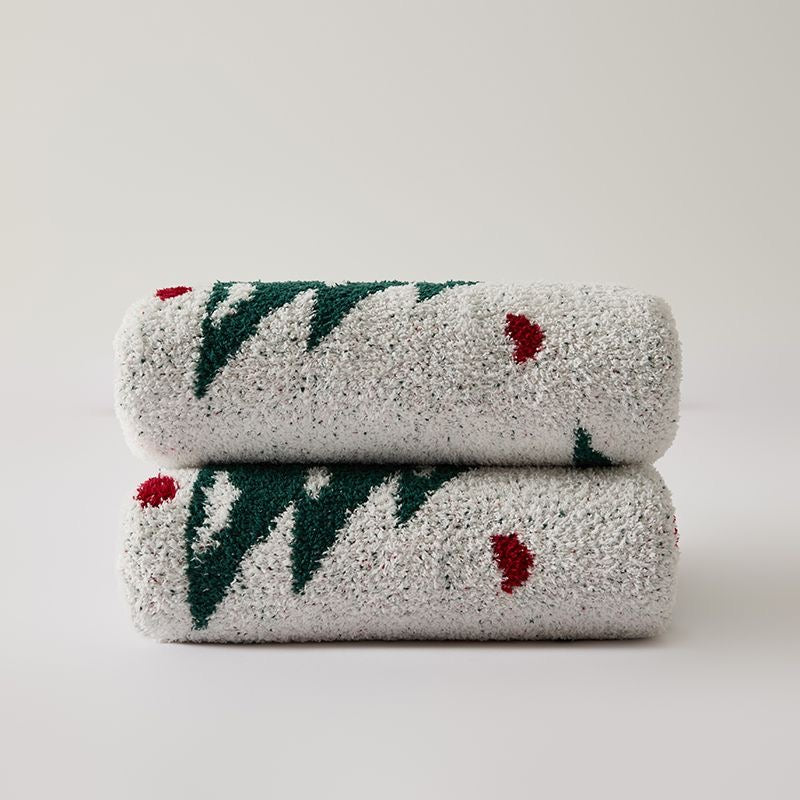 Christmas Tree Pattern Cozy Throw Blanket, Festive Holiday Decor