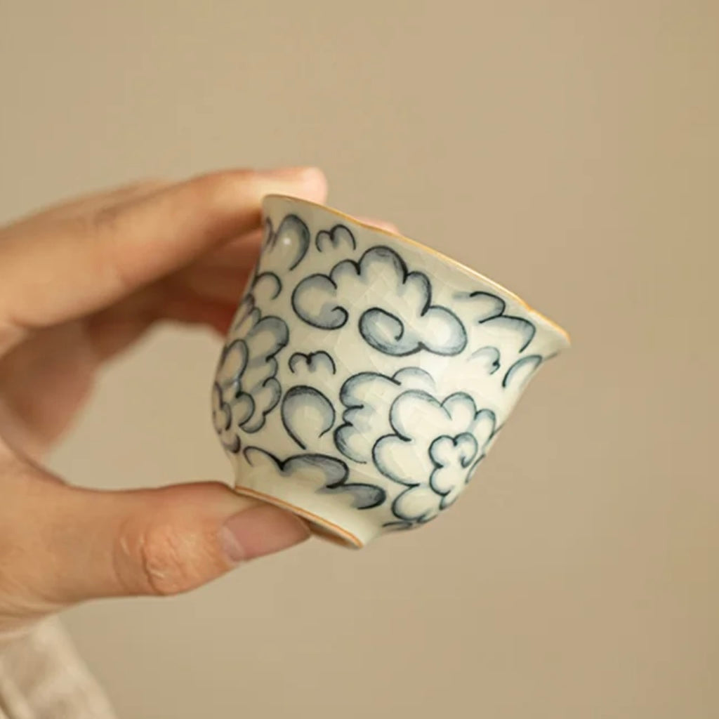 Cloud Pattern Tea Cup, Serene Ceramic Teaware