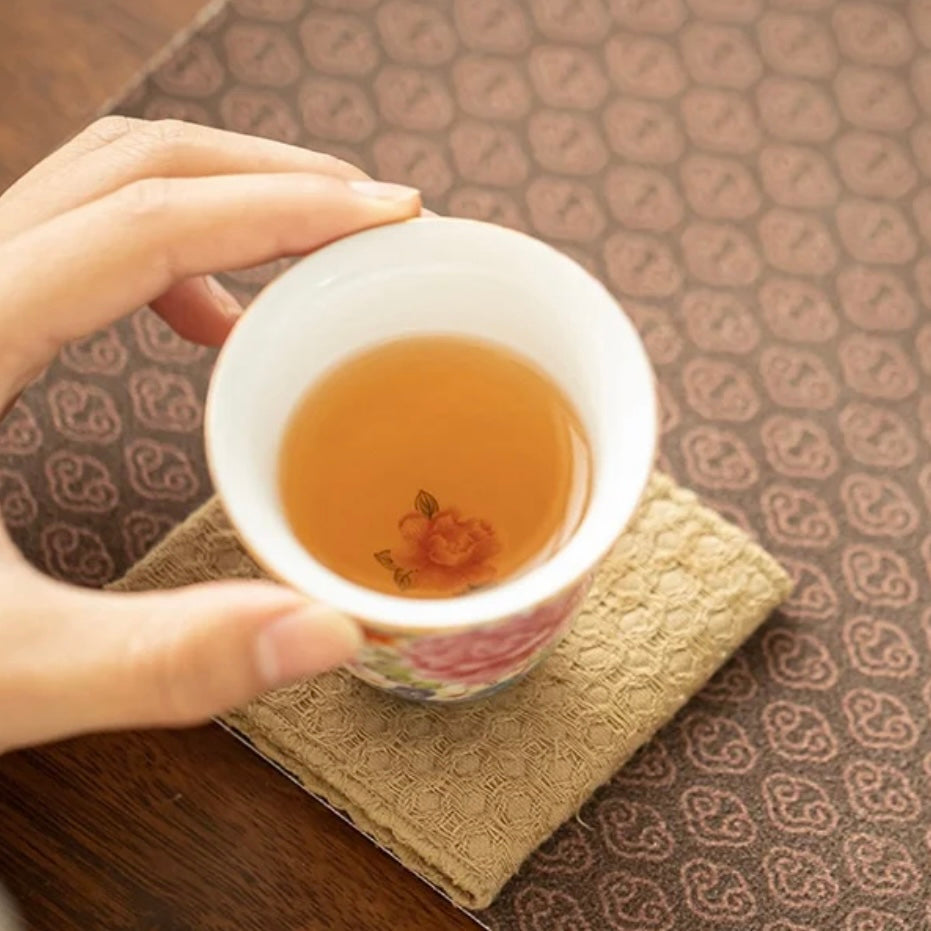 Colorful Floral Pattern Ceramic Tea Cup, Vibrant Tea Ware