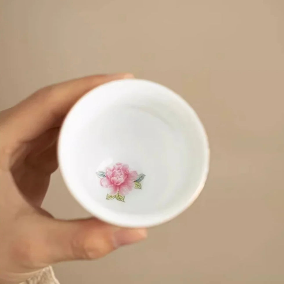 Colorful Floral Pattern Ceramic Tea Cup, Vibrant Tea Ware