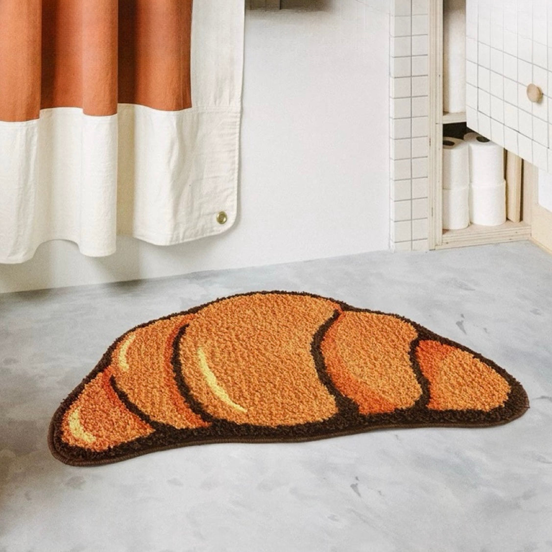 Croissant-Shaped Bath Mat, Cute and Cozy Bathroom Decor