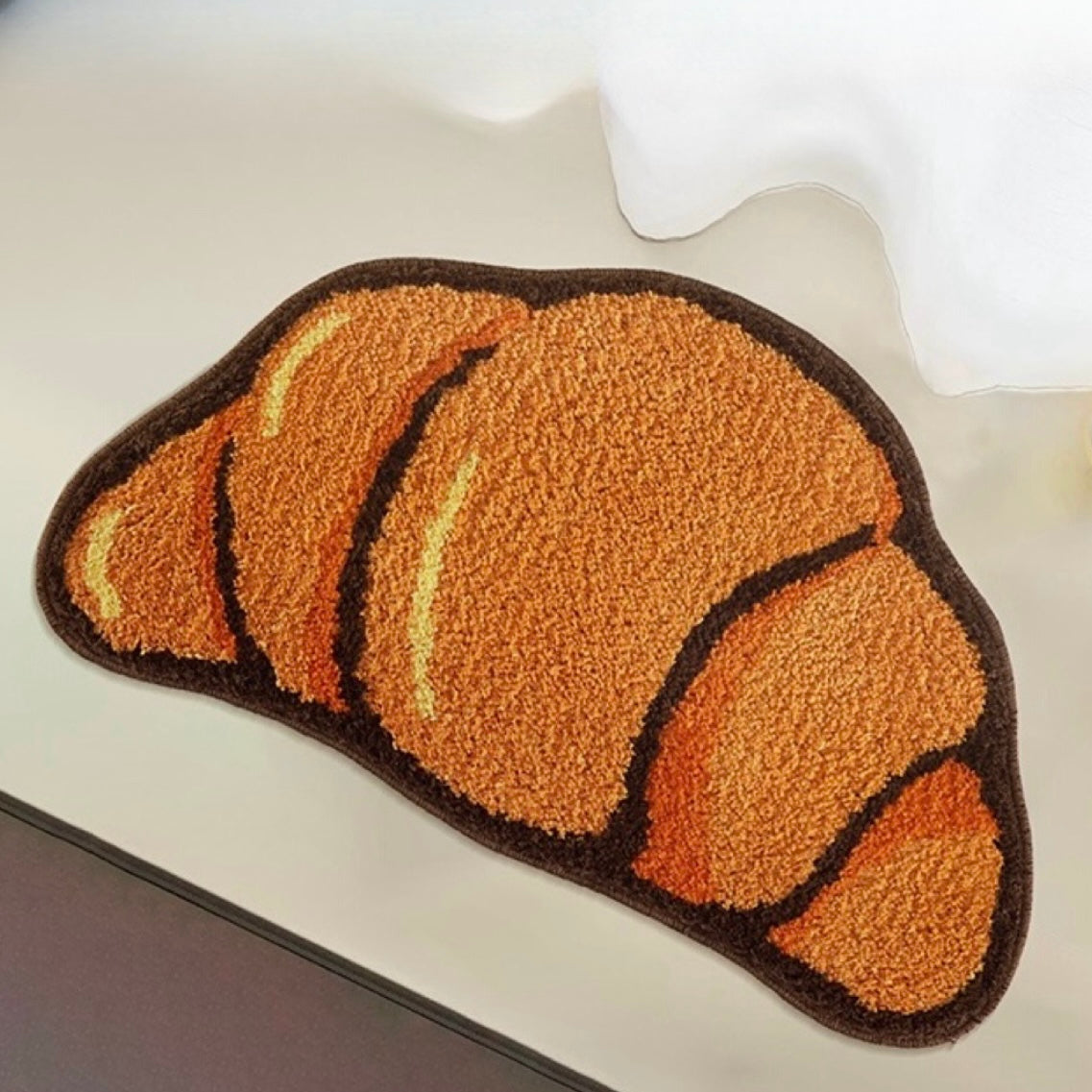 Croissant-Shaped Bath Mat, Cute and Cozy Bathroom Decor