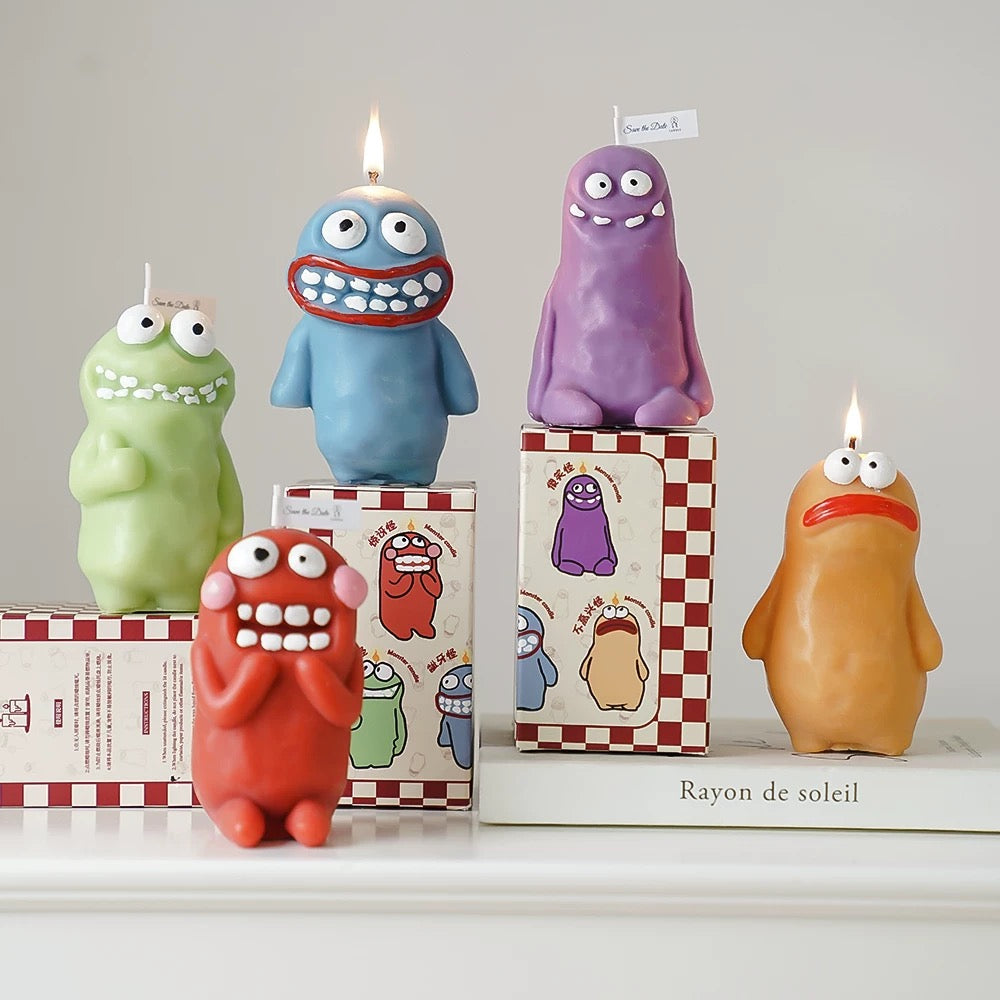 Cute-Ugly Doll Style Scented Candle Collection, Quirky & Colorful Decor