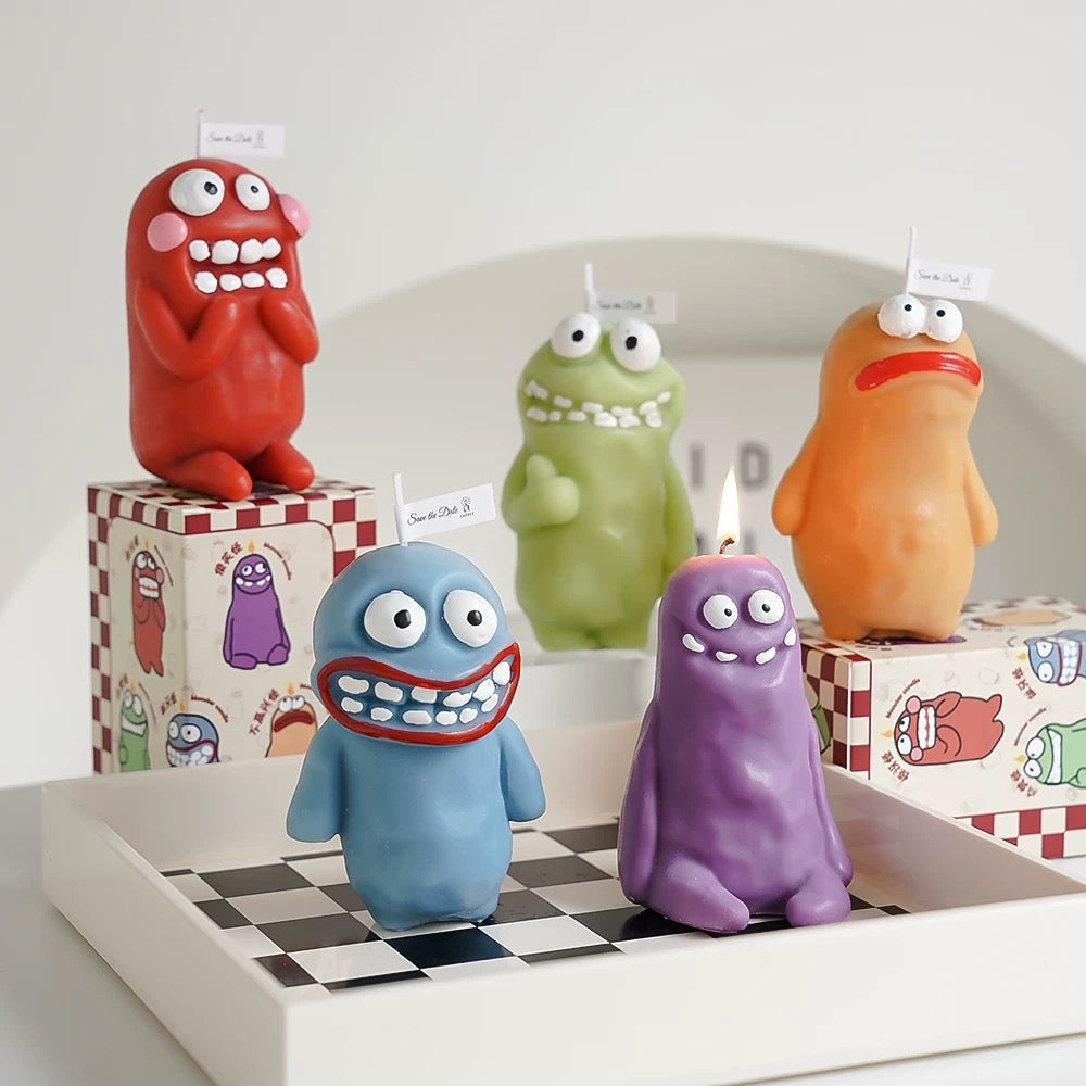 Cute-Ugly Doll Style Scented Candle Collection, Quirky & Colorful Decor