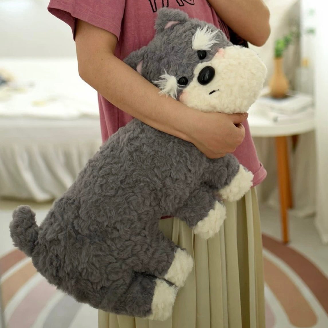 Dog Stuffed Toys, soft plush in Grey color