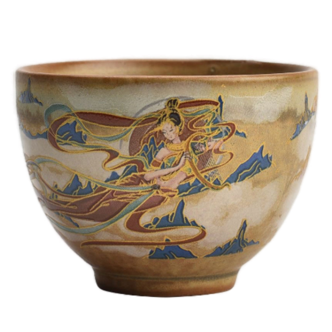 Dunhuang Pattern Tea Cup, Elegant Chinese Ceramic Art