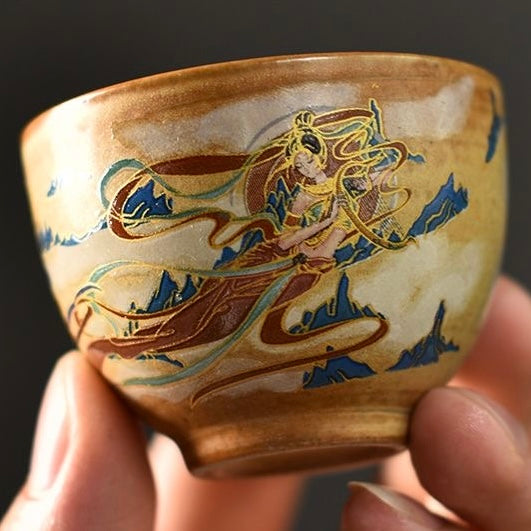 Dunhuang Pattern Tea Cup, Elegant Chinese Ceramic Art