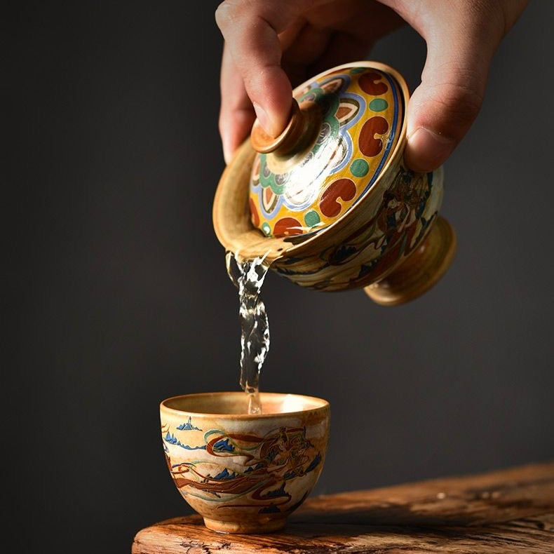 Dunhuang Pattern Tea Cup, Elegant Chinese Ceramic Art