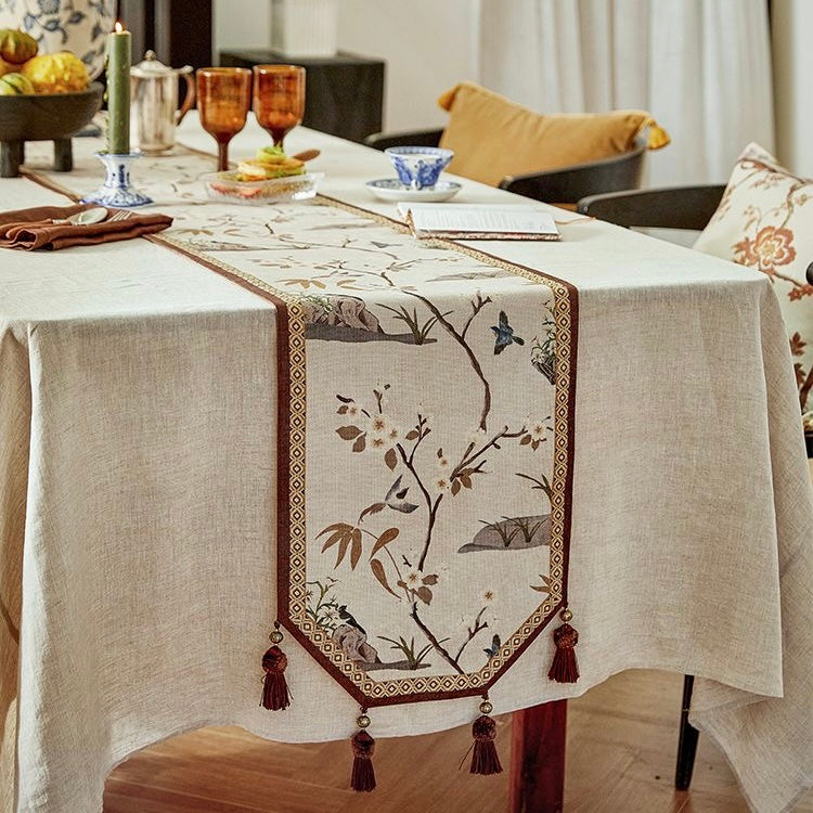 table runner, chinese style, china, Flower and Bird Pattern Table Runner, Home Decor